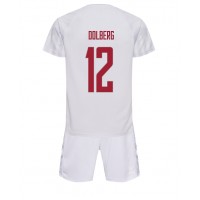 Danmark Kasper Dolberg #12 Bortadräkt Barn VM 2022 Kortärmad (+ Korta byxor)